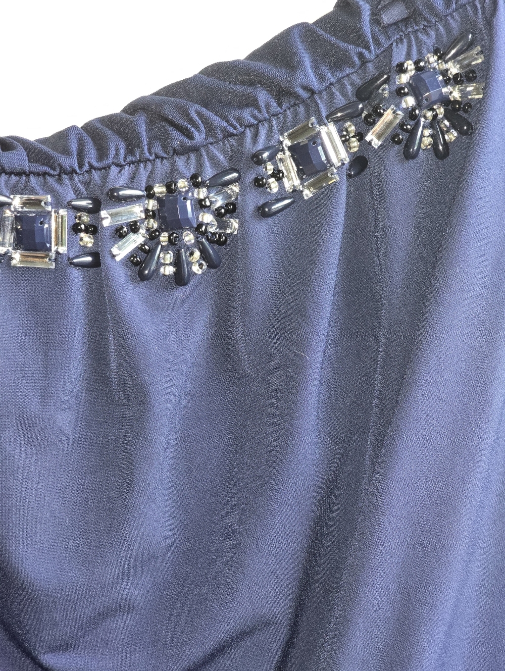 Strapless Beaded Lane Bryant 1820 Plus Navy Blue Women’s Dress - Picture 7 of 8